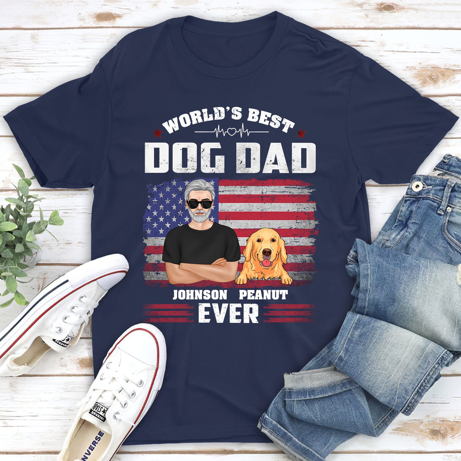 Customizable American Dog Dad Unisex T-shirt - Ideal Gift for Pet Lovers