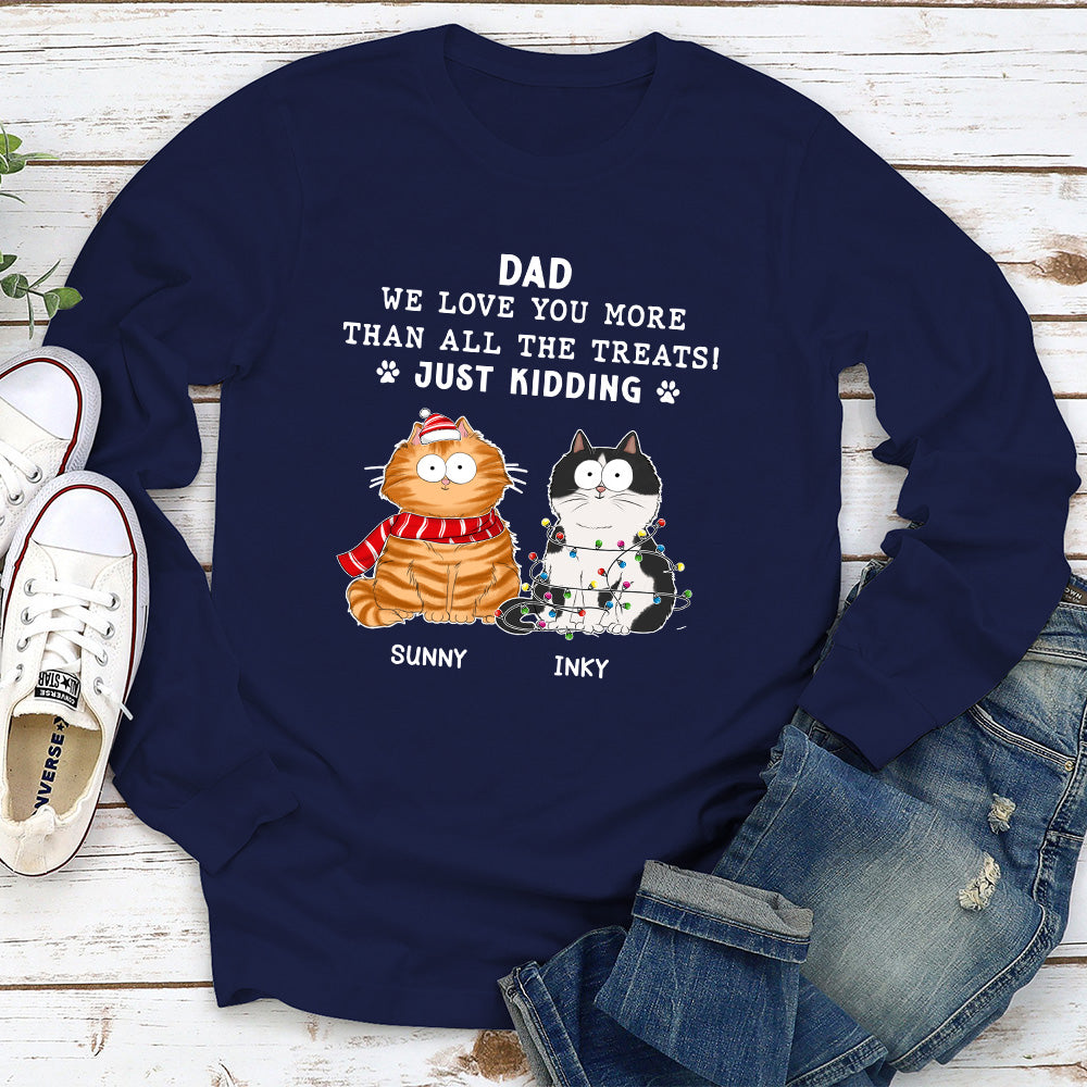 Personalized Custom Long Sleeve Cat Treats T-shirt - Ideal Gift for Cat Lovers