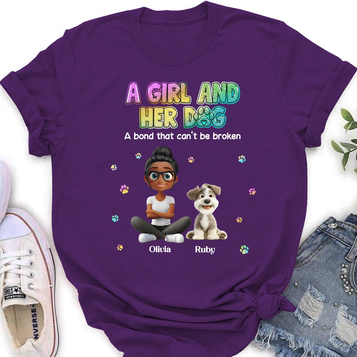 Personalized Custom Women's 'A Girl And Her Dog' T-shirt - Ideal Gift for Pet Lovers