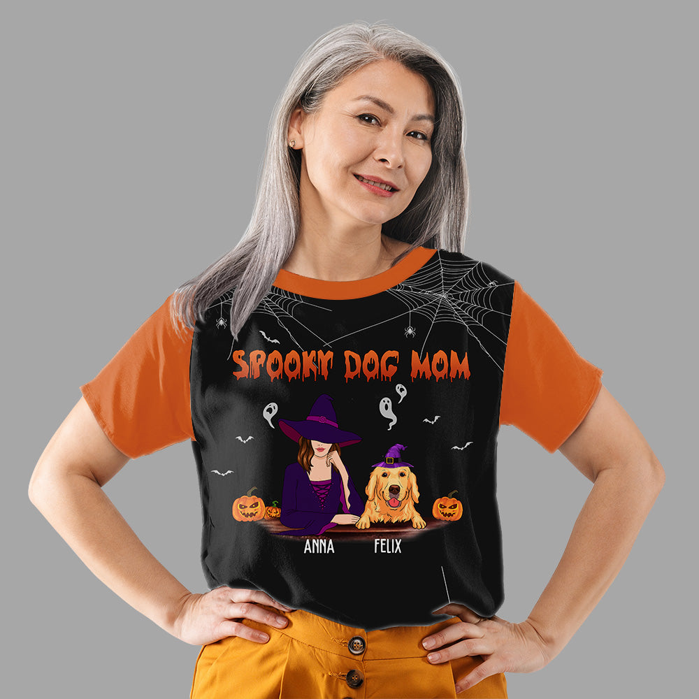 Spooky Personalized All-over-print Dog Mom T-shirt - Ideal Gift