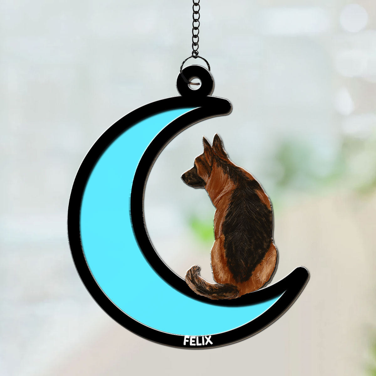 Personalized Dog Sitting On The Moon Custom Suncatcher - Ideal Home Decor & Gift