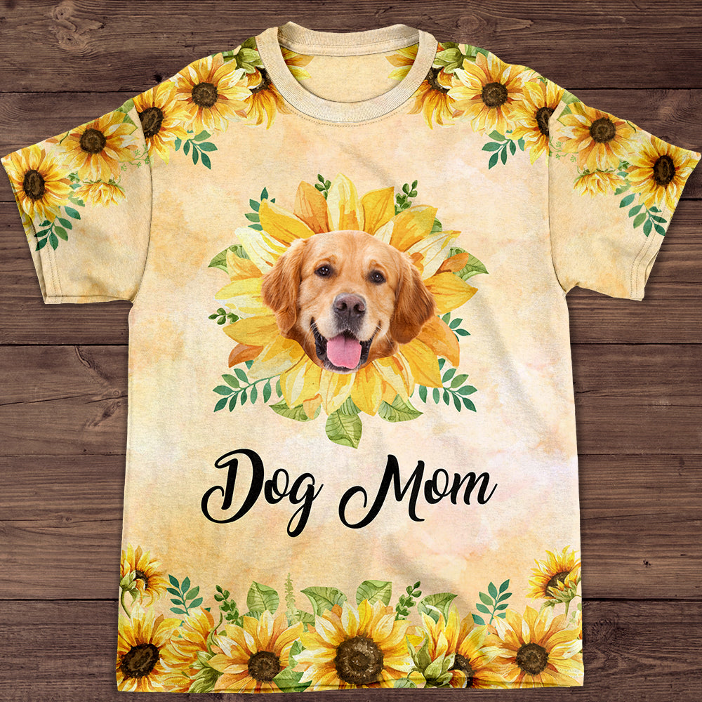 Personalized Dog Sunflower All-over-print Custom Photo T-shirt