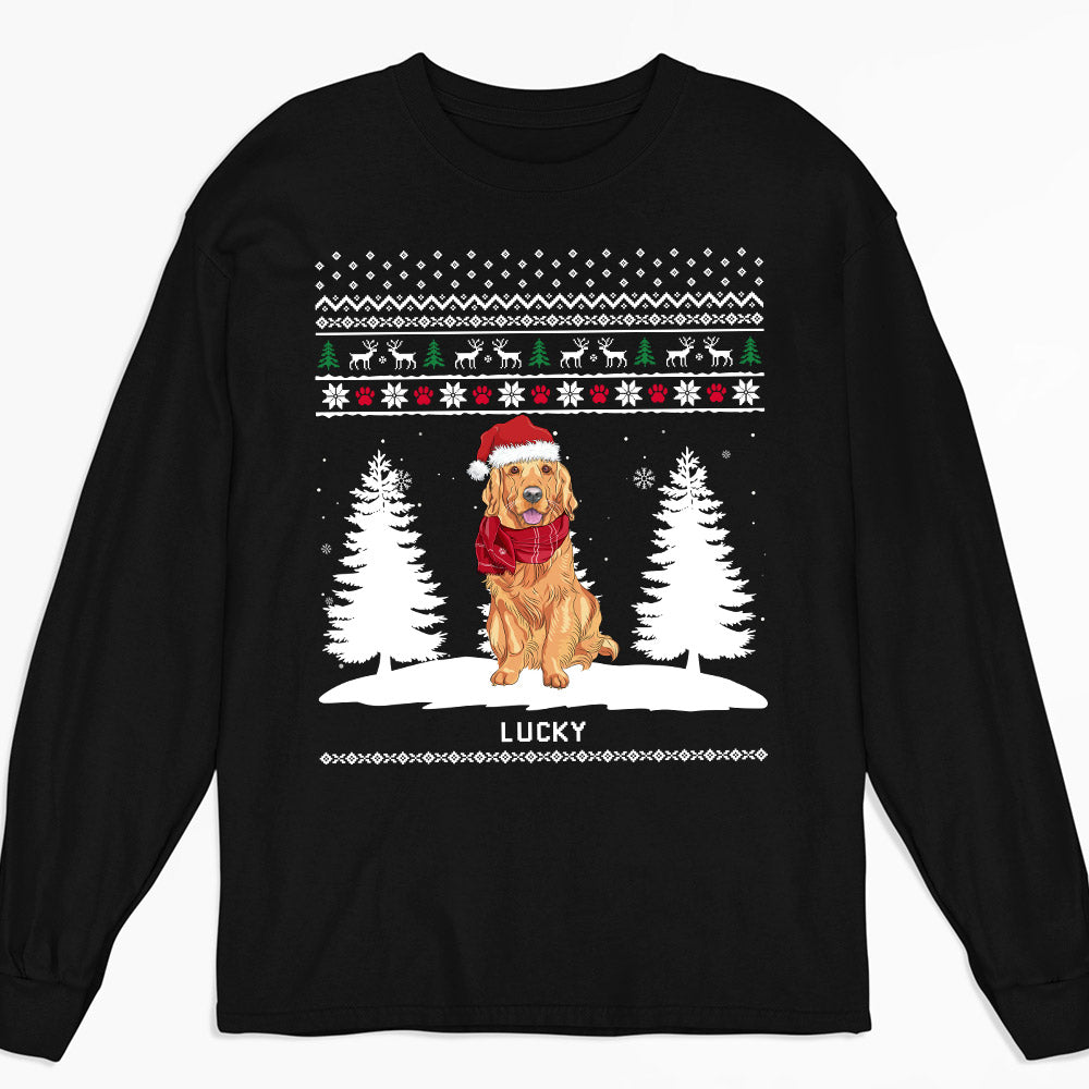 Customizable Winter Dog Long Sleeve Personalized T - shirt