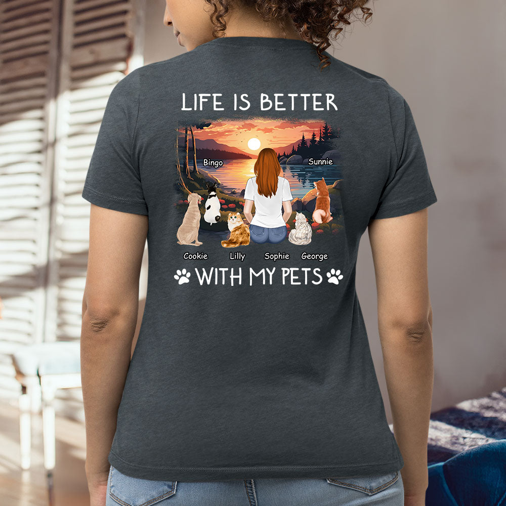 Better With Pets - Customizable Personalized Women's Pet Lover T-shirt