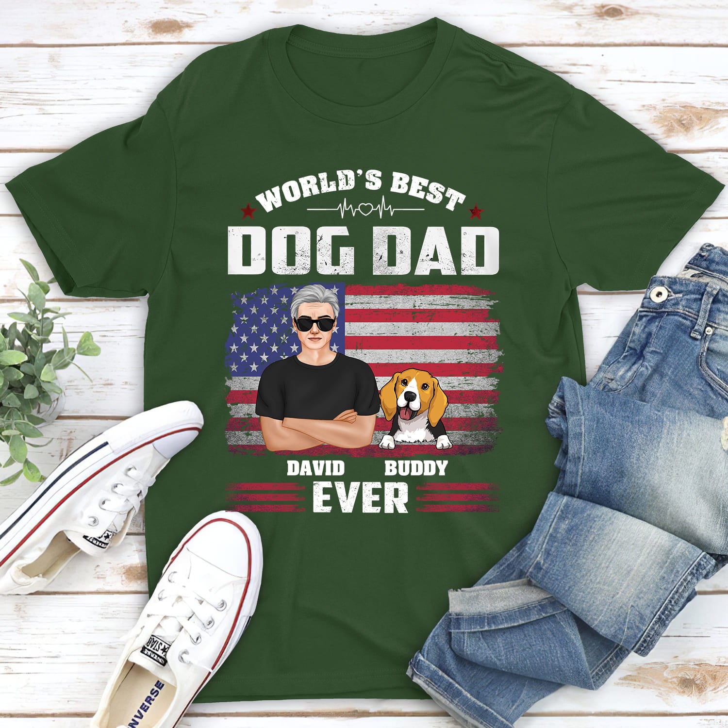 Customizable American Dog Dad Unisex T-shirt - Ideal Gift for Pet Lovers