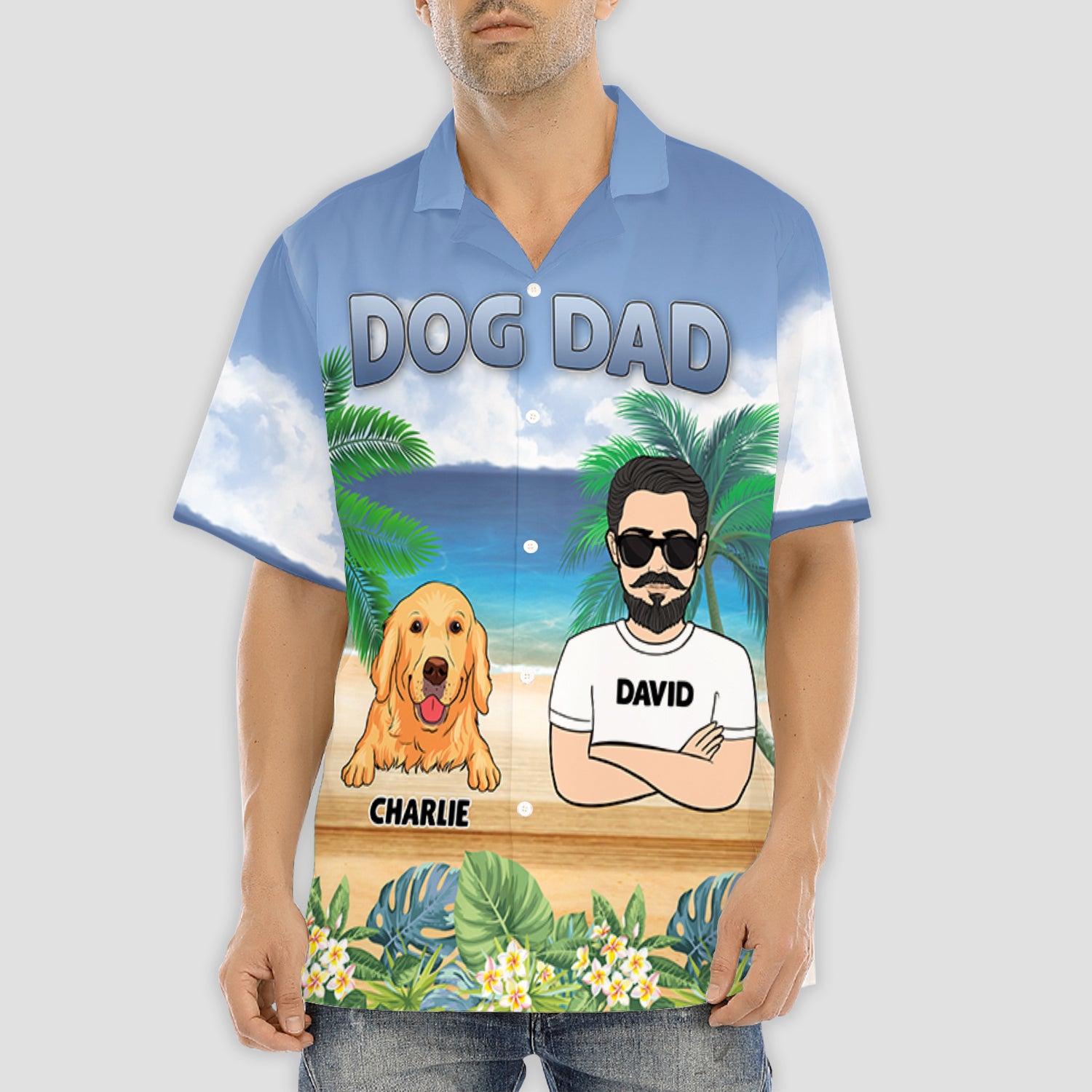 Customizable Dog Dad Summer Hawaiian Shirt - Personalized for Pet Lovers