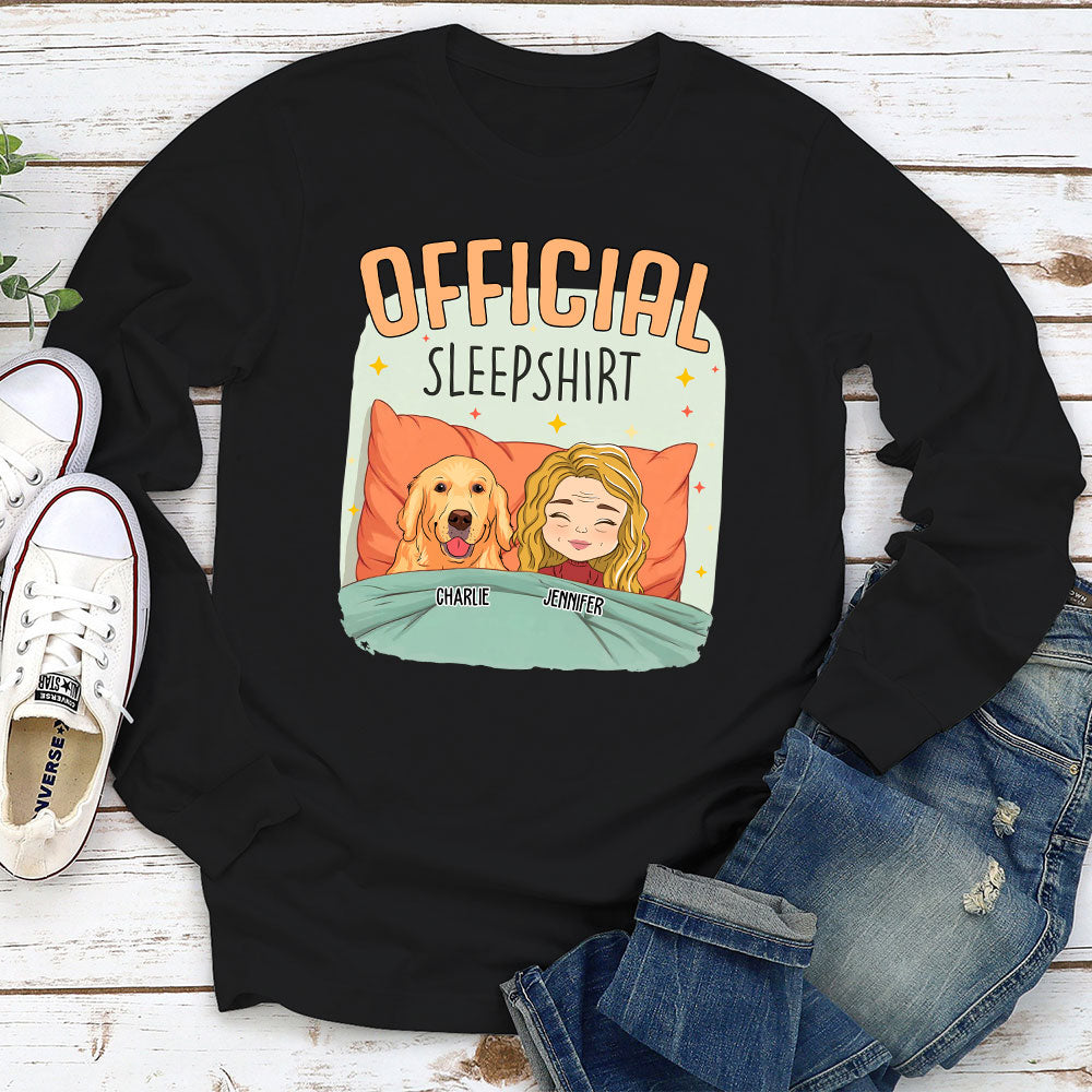 Personalized Custom Long Sleeve T-shirt - Sleep With My Dog Design