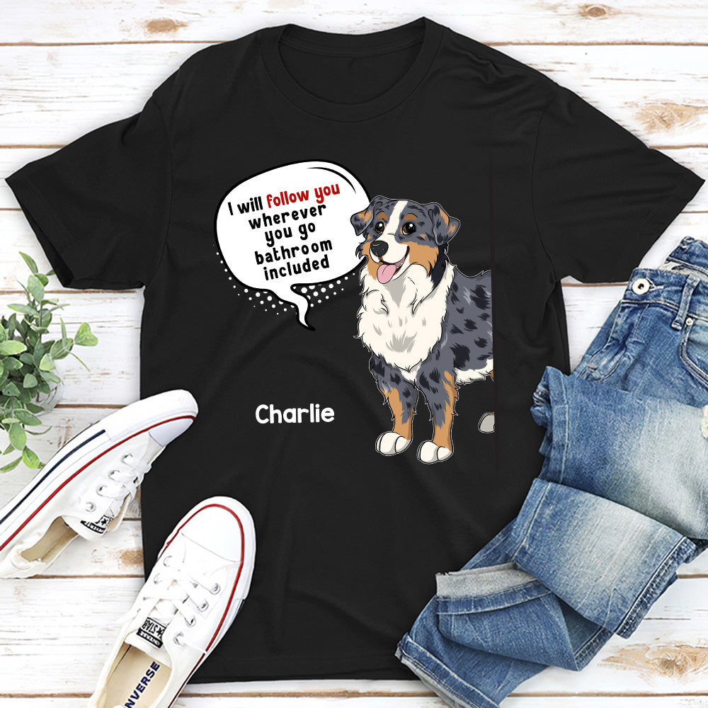 Personalized Custom Dog-Following Unisex T-shirt - Ideal Gift for Pet Lovers