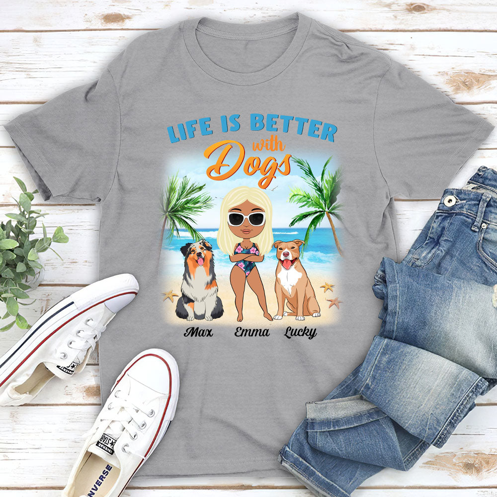 Customizable Dog Mom Summer Chibi Unisex T-shirt - Ideal Gift for Pet Lovers