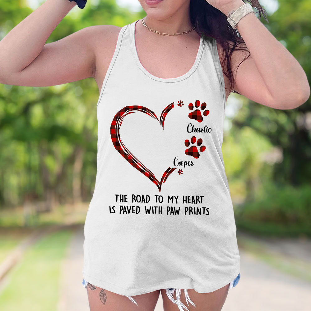 Personalized Custom Women's Summer Tank with Road To Heart Pattern - Ideal Gift for Dog Lovers