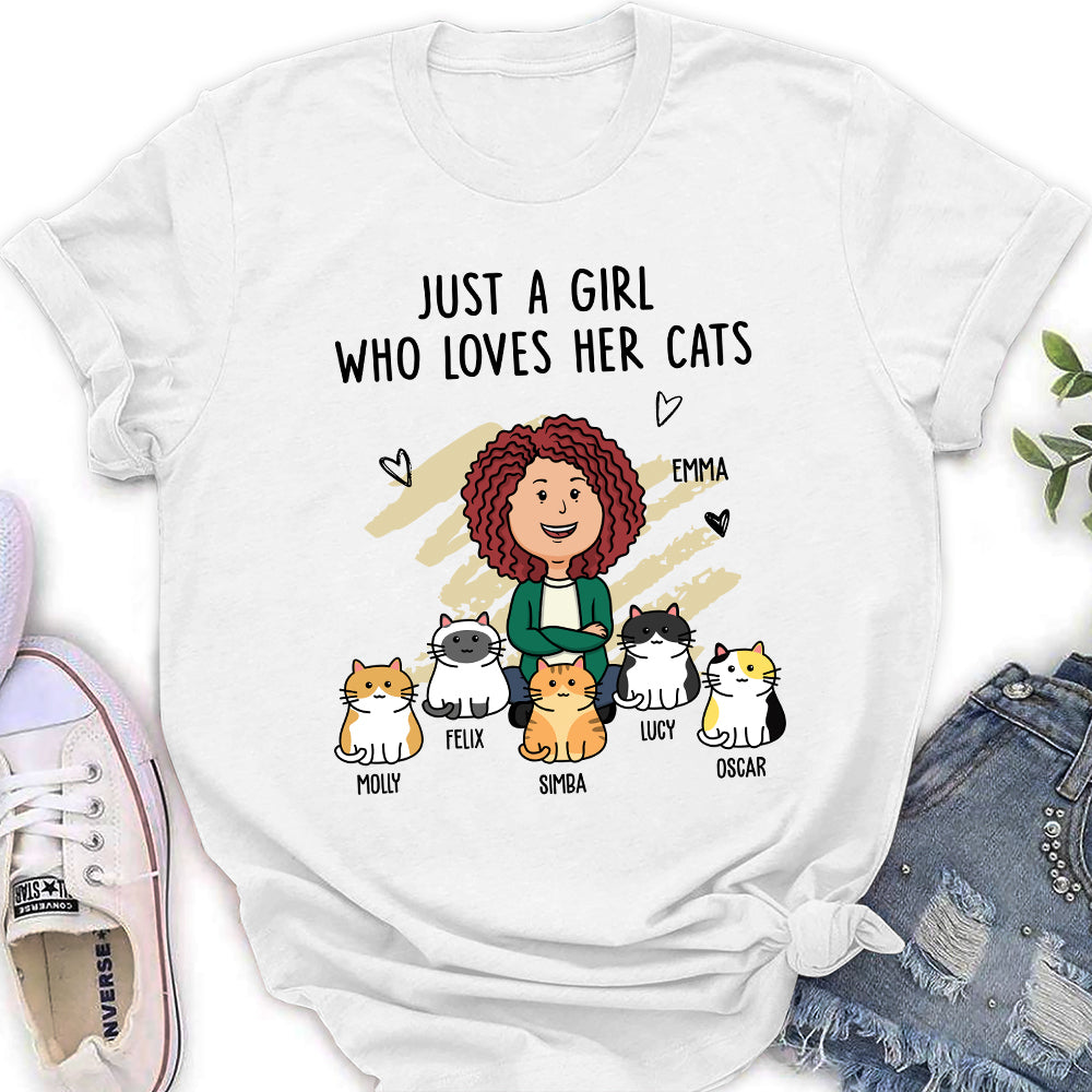 Personalized Custom Women's T-shirt Featuring a Woman With Cats - Ideal Gift for Pet Lovers