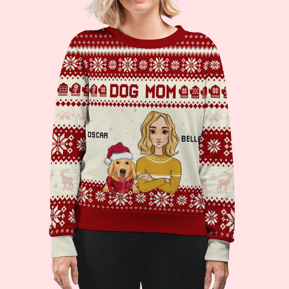Cool Personalized All-Over-Print Dog Mom Sweatshirt - Ideal Gift for Pet Lovers