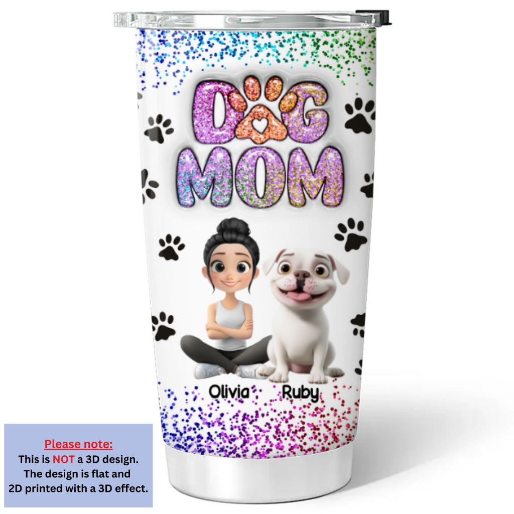 Customizable 3D Inflated Effect Dog Mom Tumbler - Personalized for You