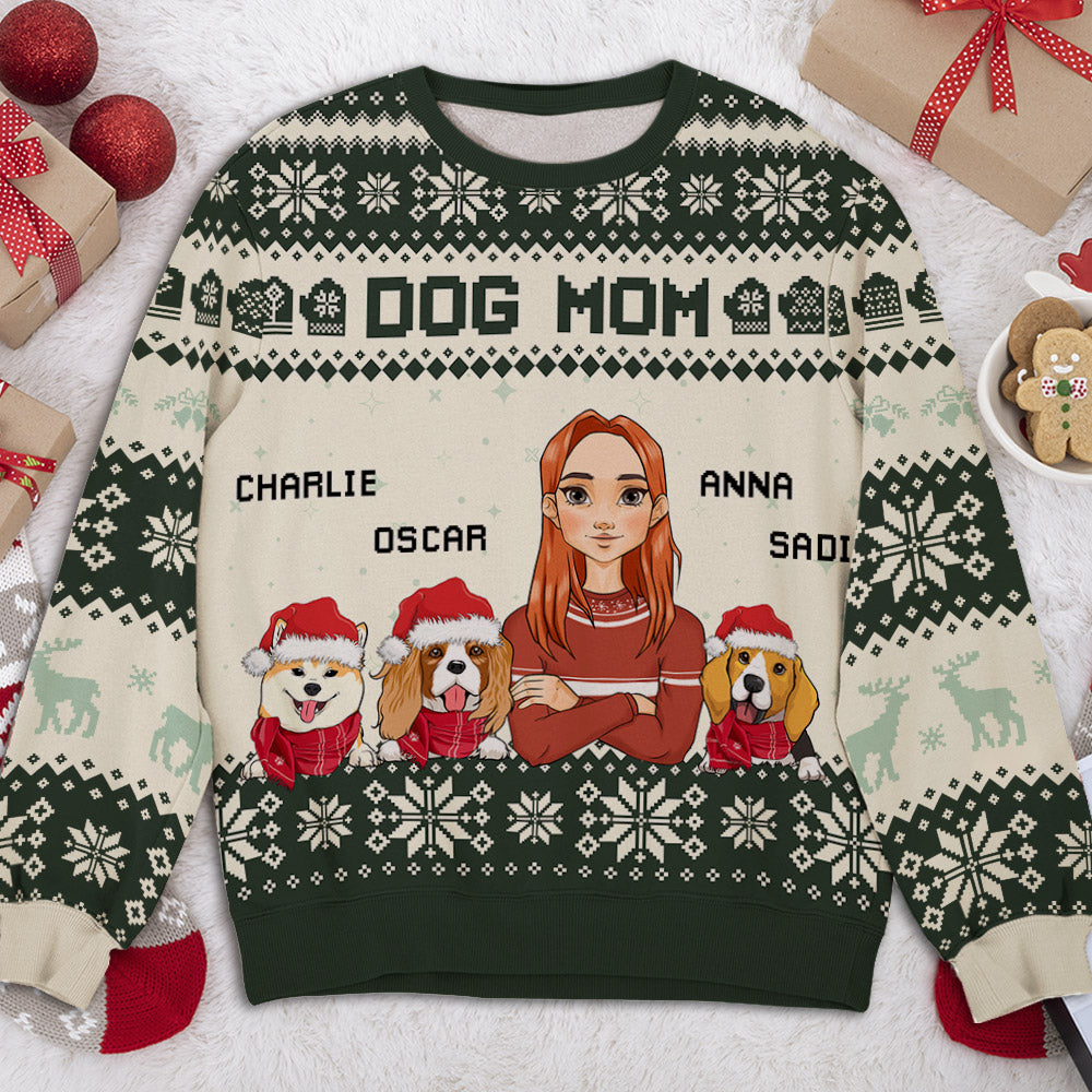 Cool Personalized All-Over-Print Dog Mom Sweatshirt - Ideal Gift for Pet Lovers