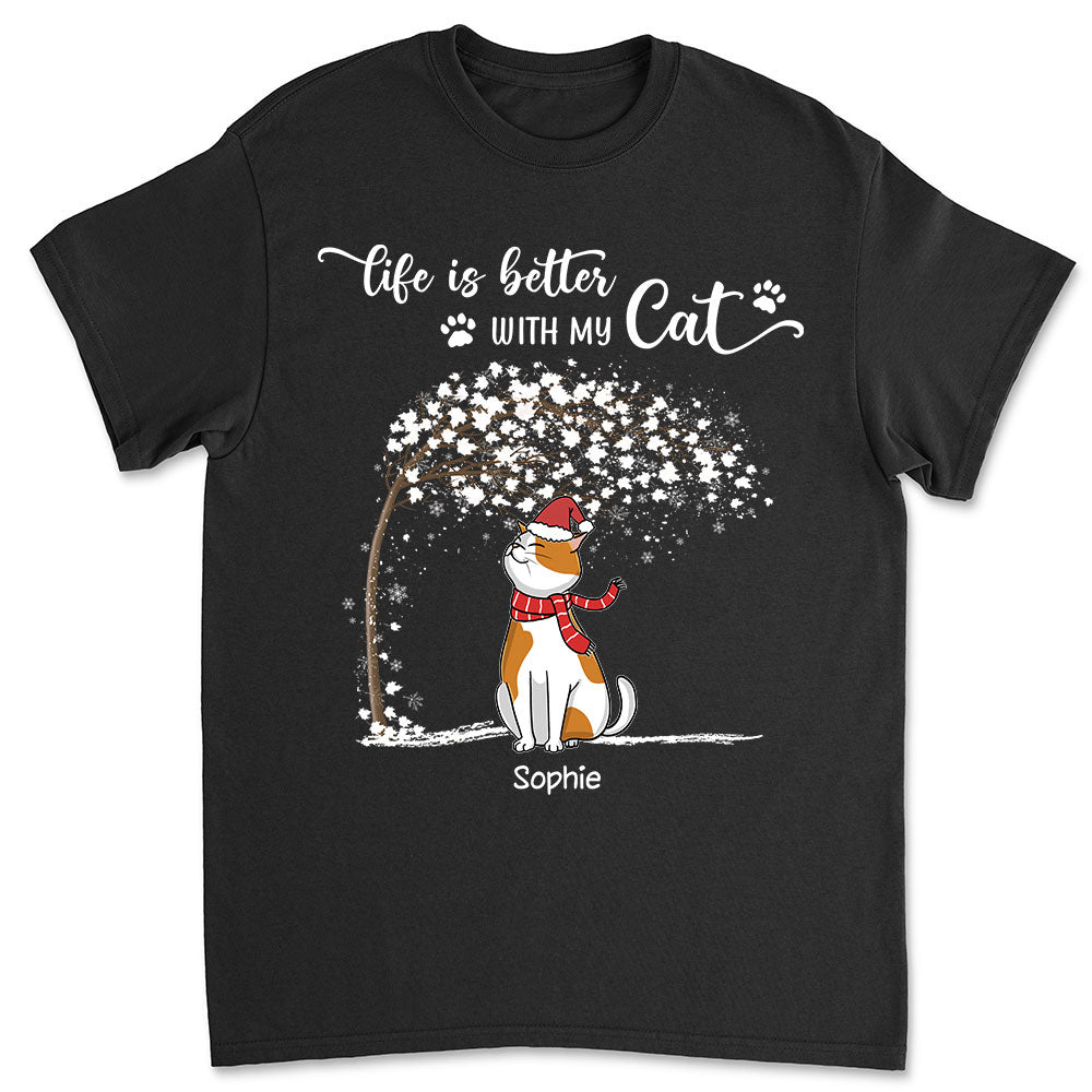 Life Is Better Chilling Cat - Customizable Unisex Personalized T-shirt for Pet Lovers