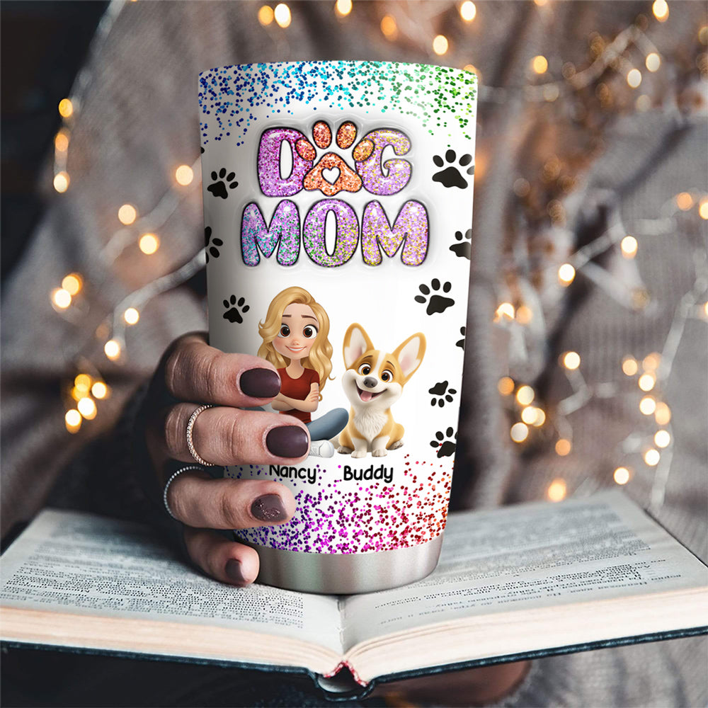 Customizable 3D Inflated Effect Dog Mom Tumbler - Personalized for You