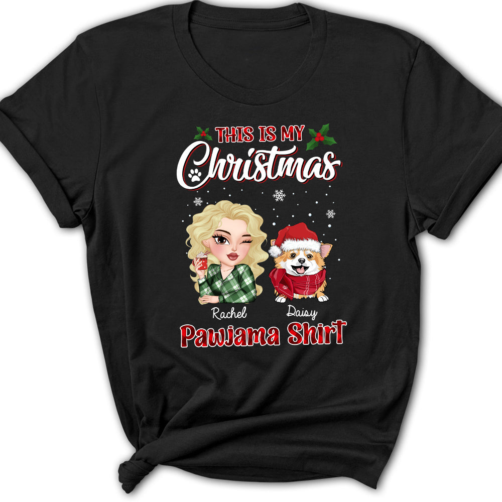 Personalized Christmas Pawjama Women's T-shirt - Ideal Gift for Pet Lovers