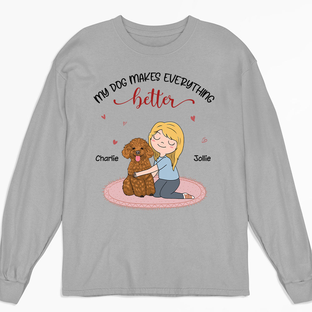 Personalized Custom Long Sleeve T-shirt: My Dog Makes Life Better