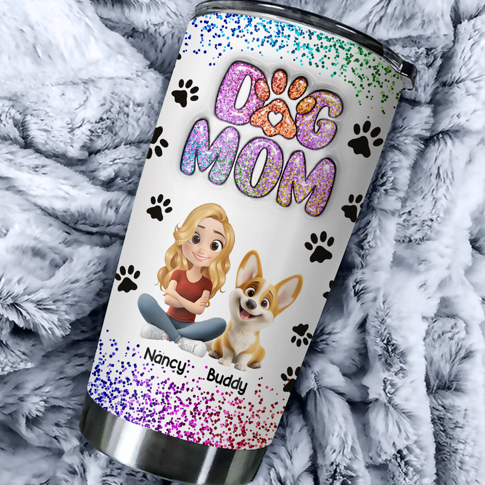 Customizable 3D Inflated Effect Dog Mom Tumbler - Personalized for You