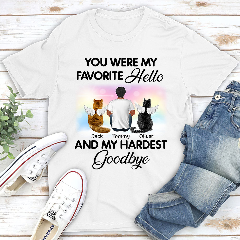 Personalized Custom Unisex 'My Favorite Hello Cat' Memorial T-shirt for Pet Lovers