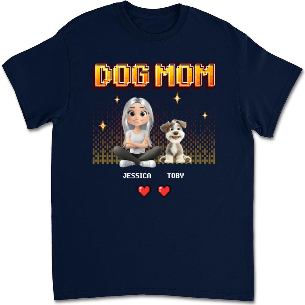 Customizable Dog Mom Pixel Unisex T-Shirt - Ideal Gift for Pet Lovers