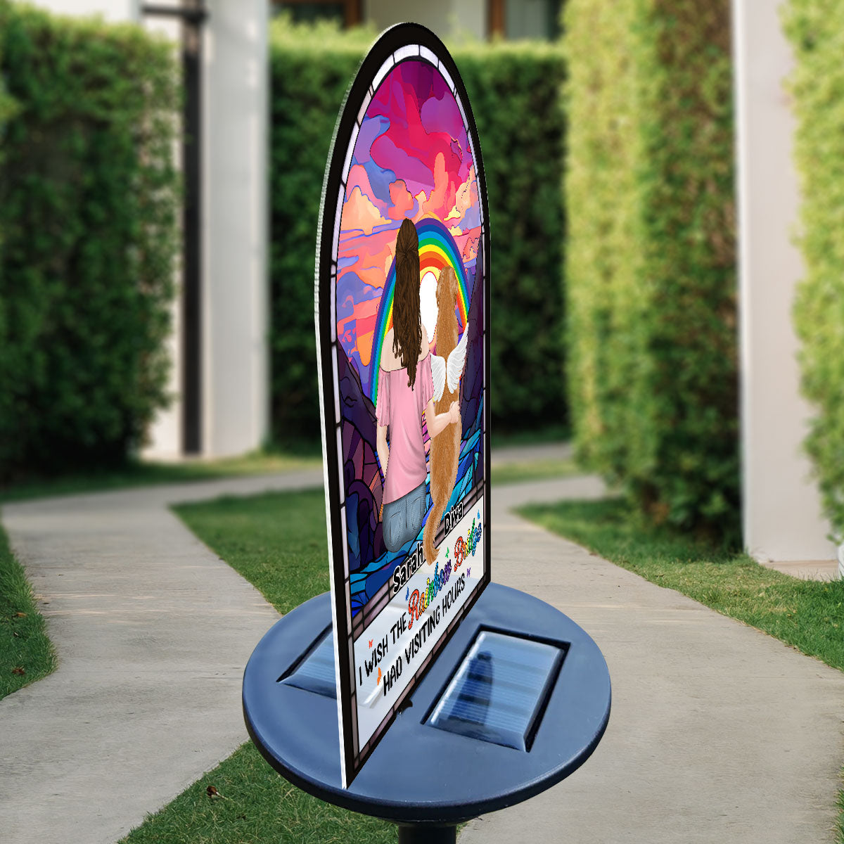 Personalized Rainbow Bridge Custom Solar Light with Visiting Hours Tribute