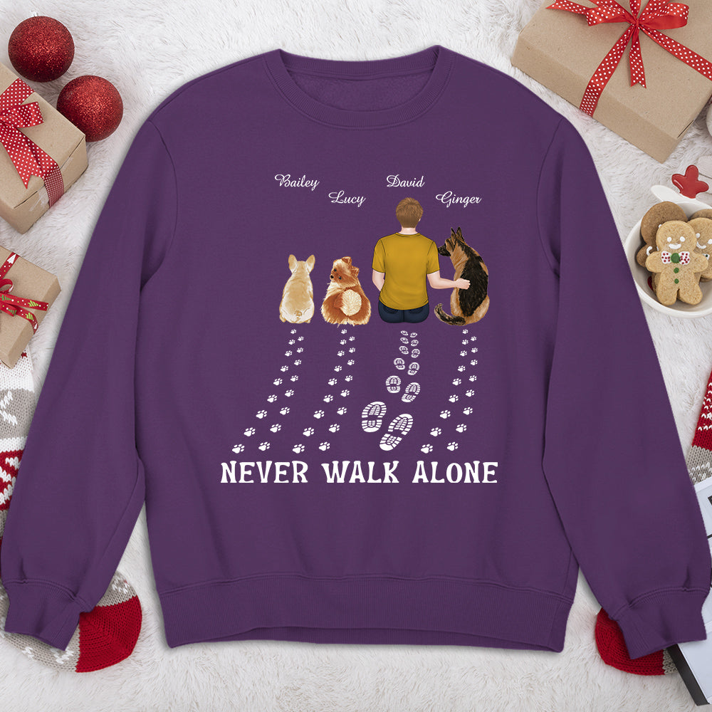 Personalized 'Never Walk Alone' Custom Sweatshirt for Pet Lovers