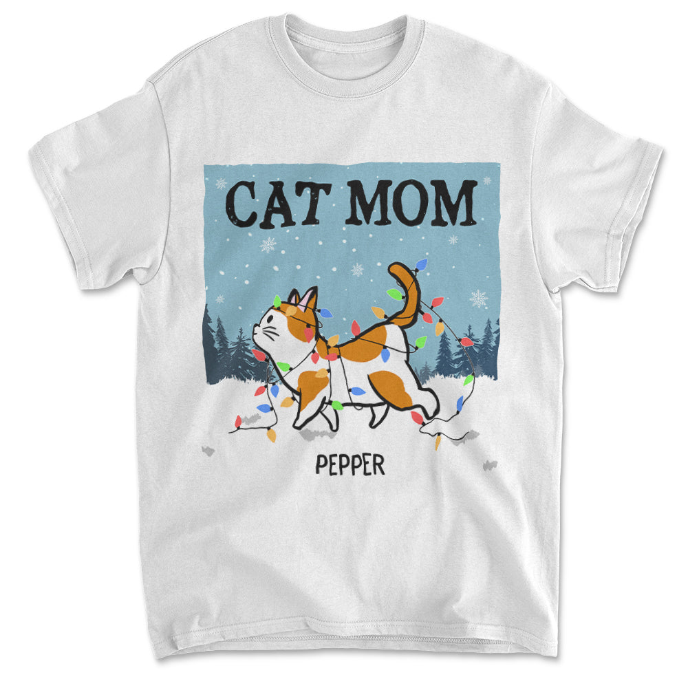 Customizable Unisex Cat Dad & Mom Winter T-shirt - Ideal Gift for Pet Lovers