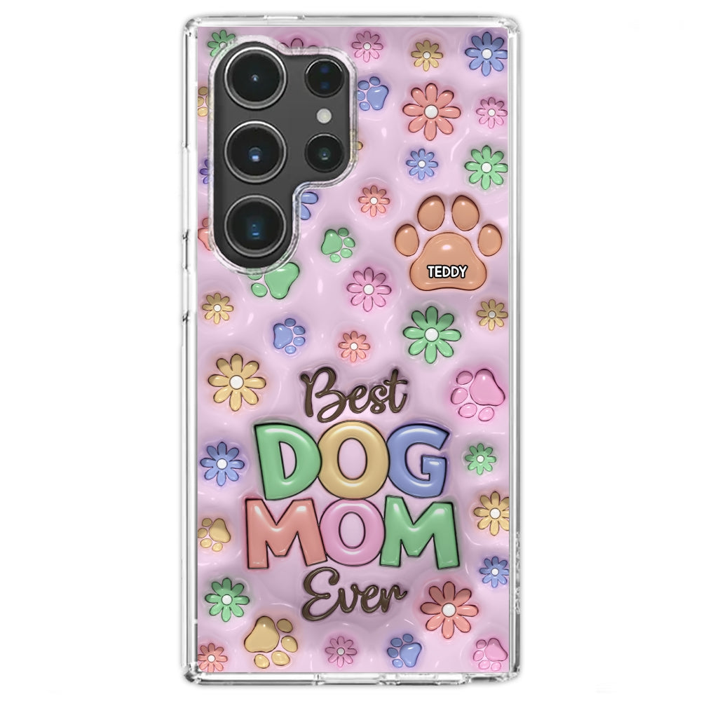 Customizable 3D Inflated Effect Dog Mom Flower And Paw Personalized Phone Case