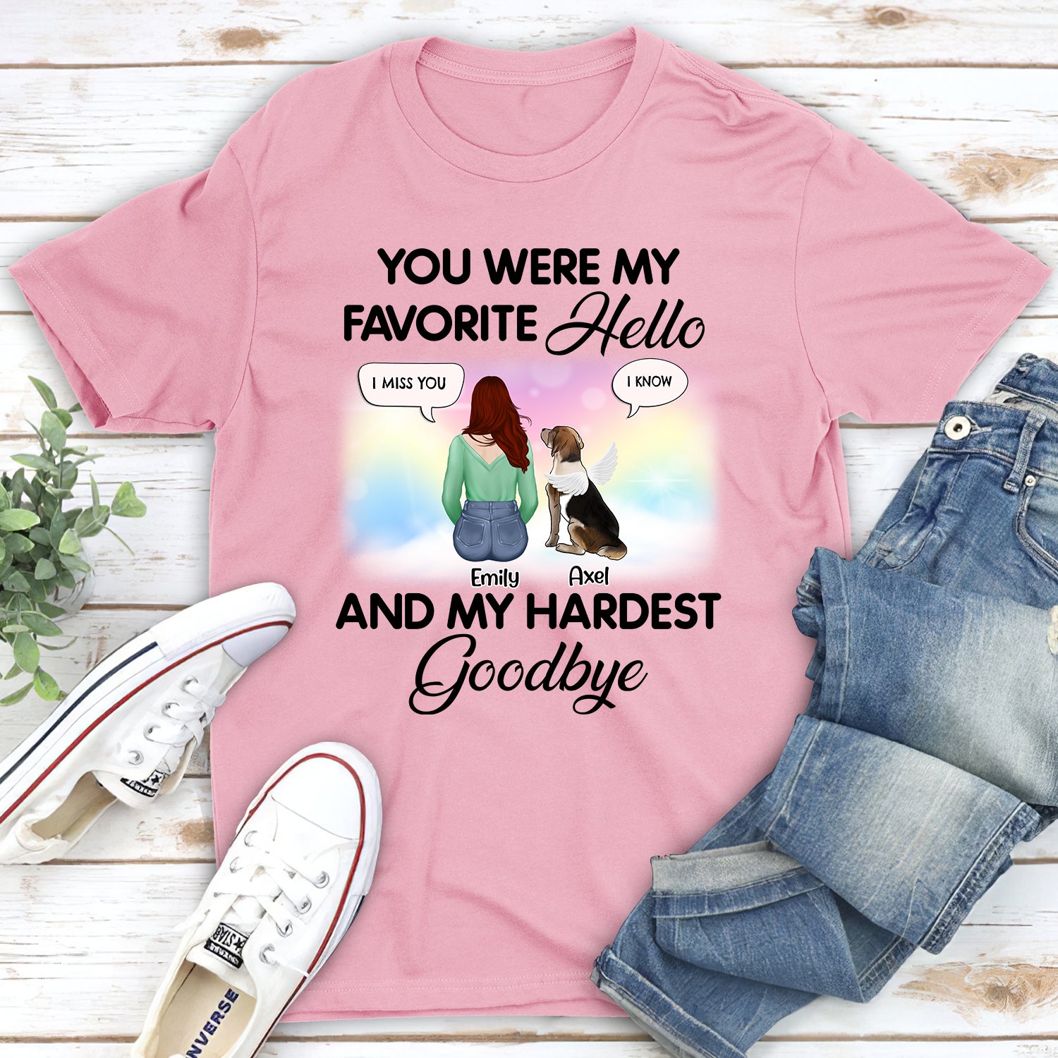 Personalized Custom Unisex Memorial T-shirt: You Were My Favorite Hello Speech