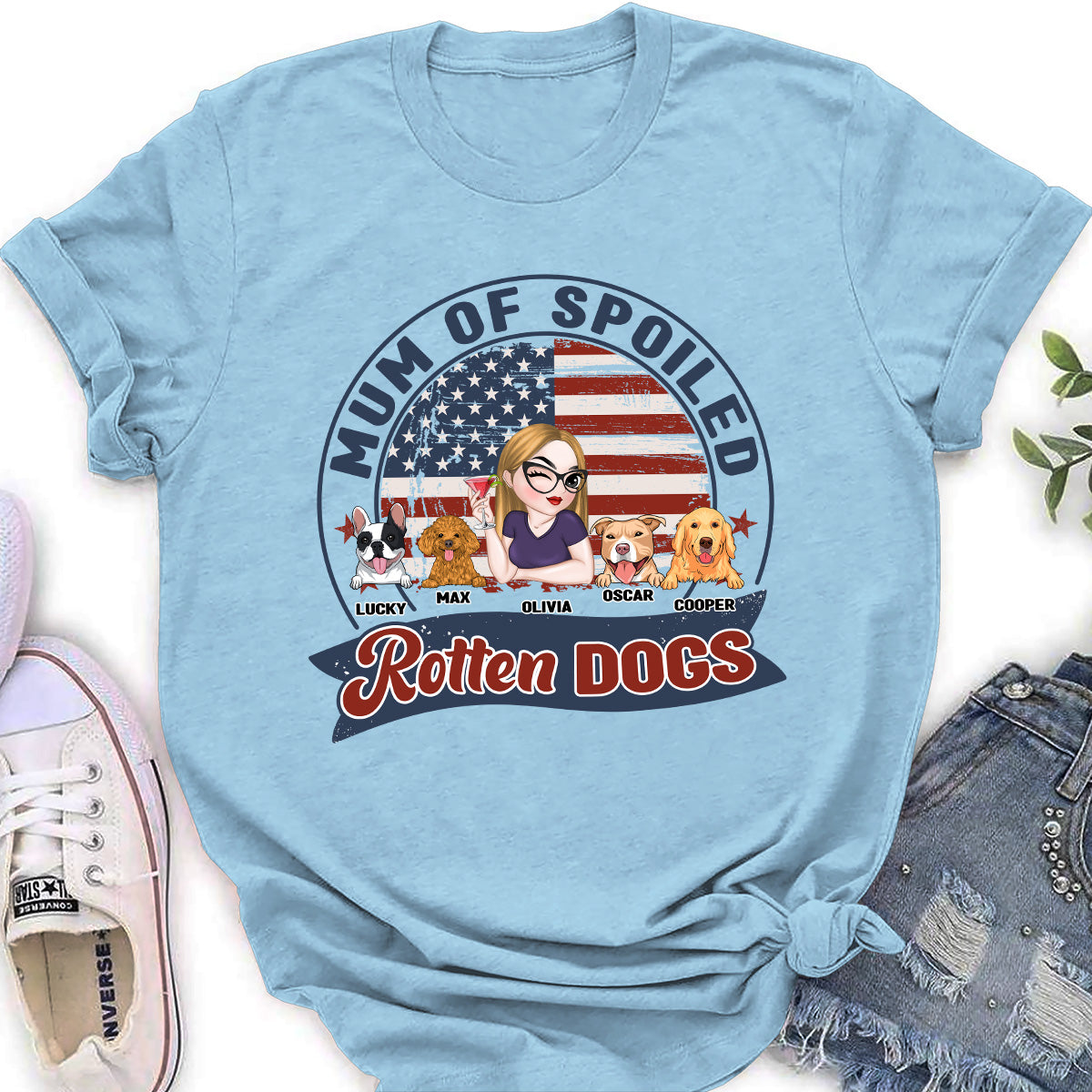 Personalized Custom Women's T-shirt for Proud Parents of Spoiled Dogs