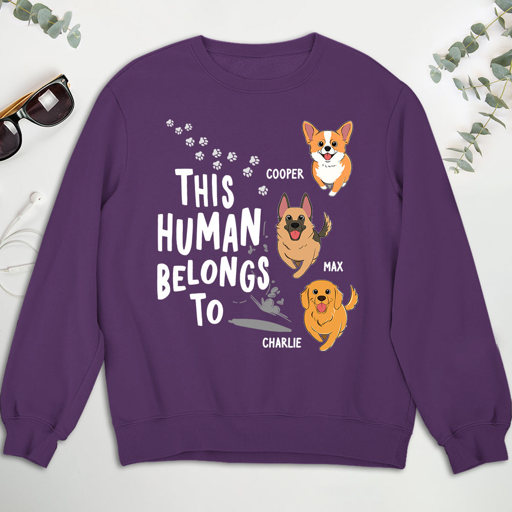 Personalized 'Human Belongs To Dogs' Custom Sweatshirt - Ideal Gift for Pet Lovers