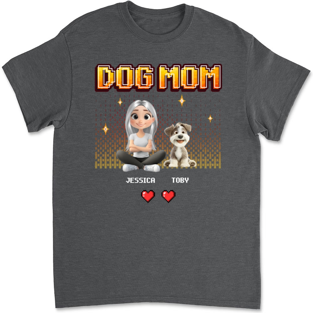 Customizable Dog Mom Pixel Unisex T-Shirt - Ideal Gift for Pet Lovers
