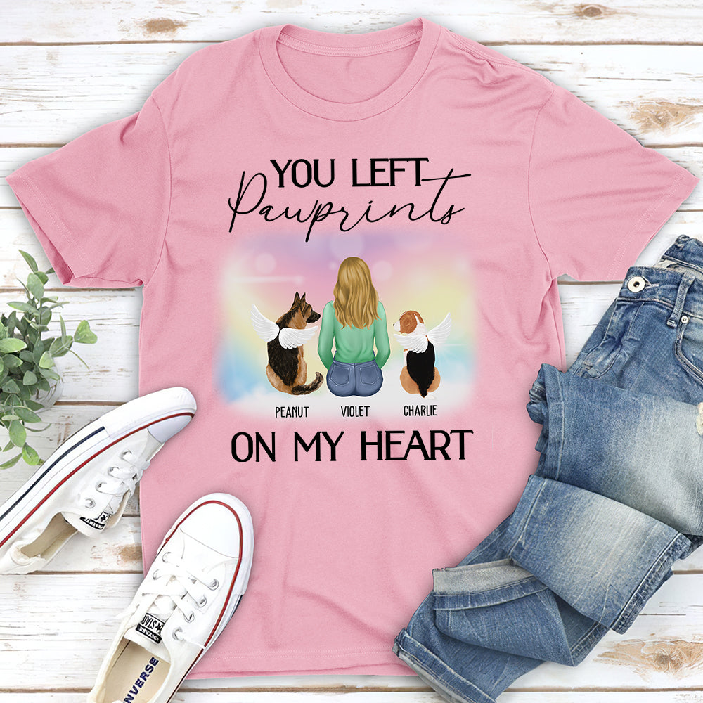 Personalized 'You Left Pawprints' Unisex Memorial T-shirt for Pet Lovers