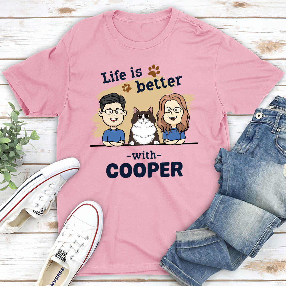 Personalized Custom Unisex Couple & Pet T-shirt - Ideal Gift for Pet Lovers