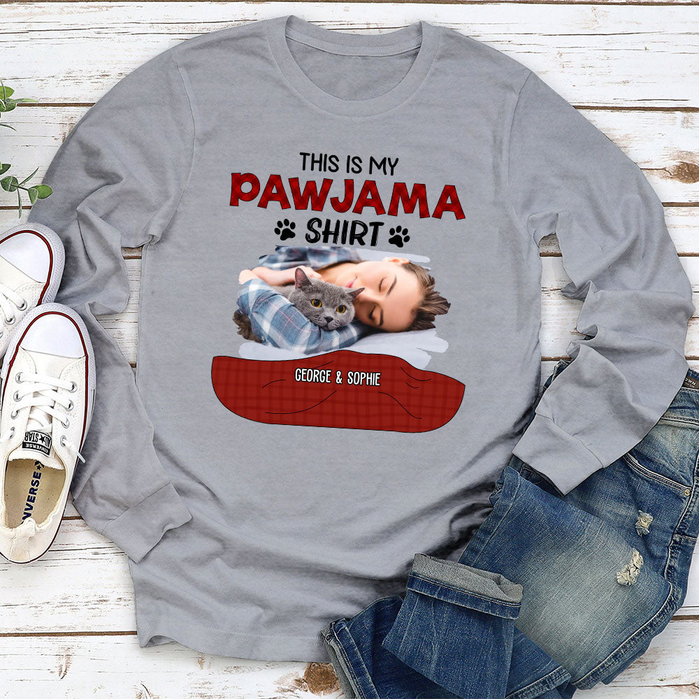 Personalized Custom Long Sleeve Pajama Shirt Version 3 with Pet Photos - Ideal Gift for Pet Lovers