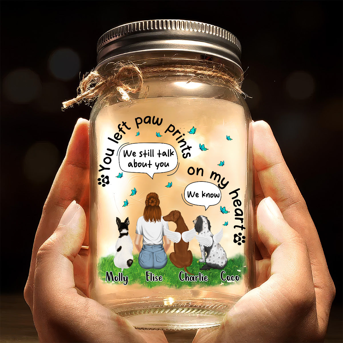 Pet Heart - Customizable Personalized Mason Jar Night Light
