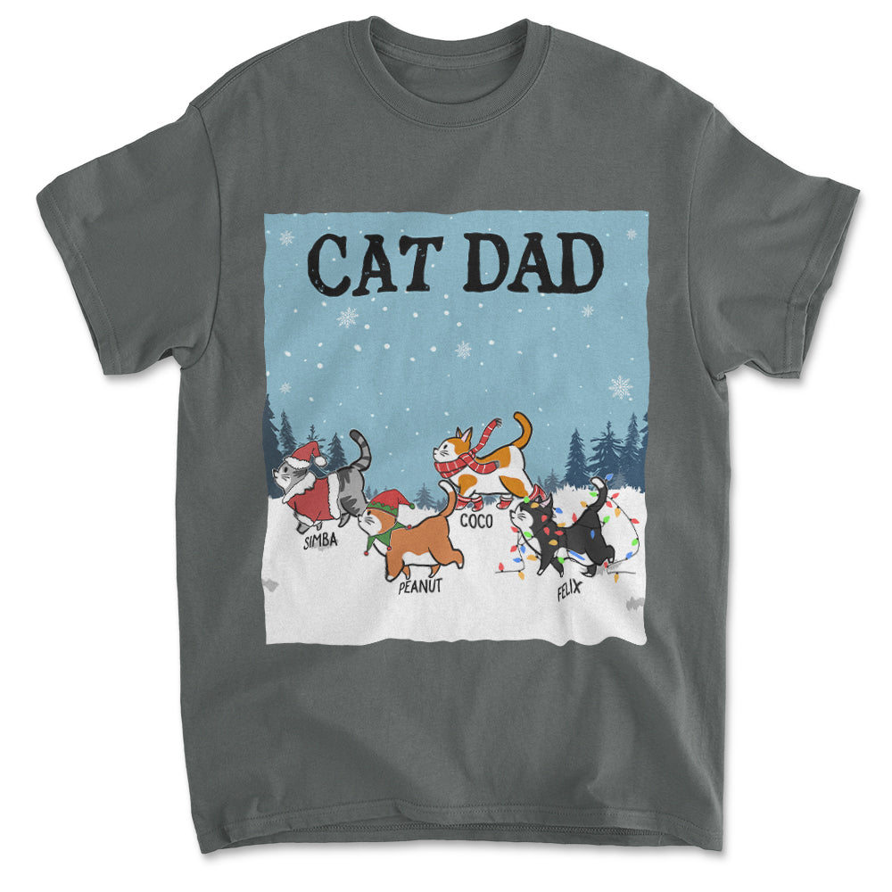 Customizable Unisex Cat Dad & Mom Winter T-shirt - Ideal Gift for Pet Lovers