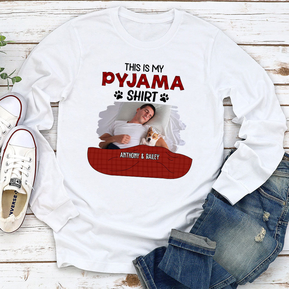 Personalized Custom Long Sleeve Pajama Shirt Version 3 with Pet Photos - Ideal Gift for Pet Lovers