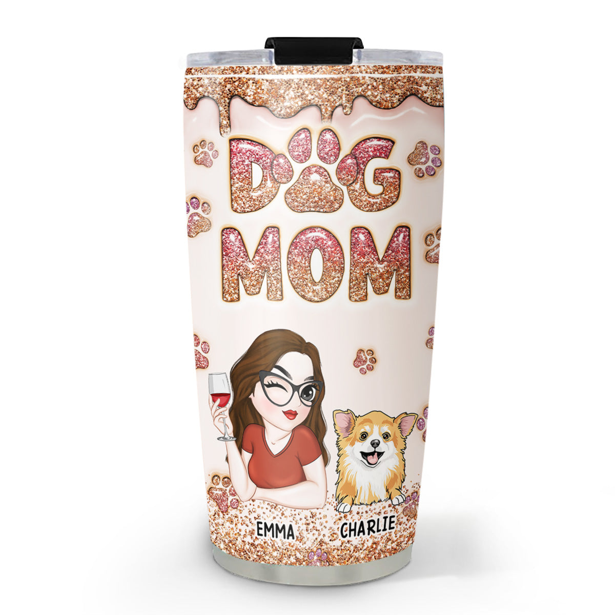 Personalized 3D Inflated Effect Tumbler for Lovely Dog Moms