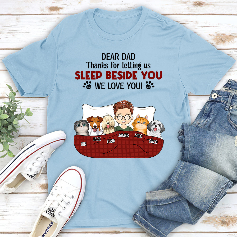 Personalized Custom Unisex 'Let Us Sleep Beside You' T-shirt for Pet Lovers
