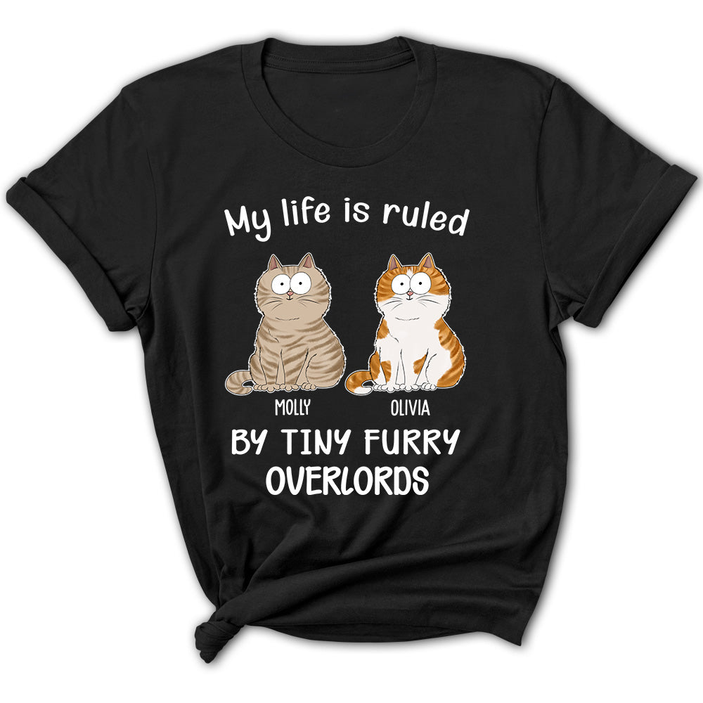 Personalized Custom Women's Cat-themed T-shirt - Because Cats Rule Our Lives