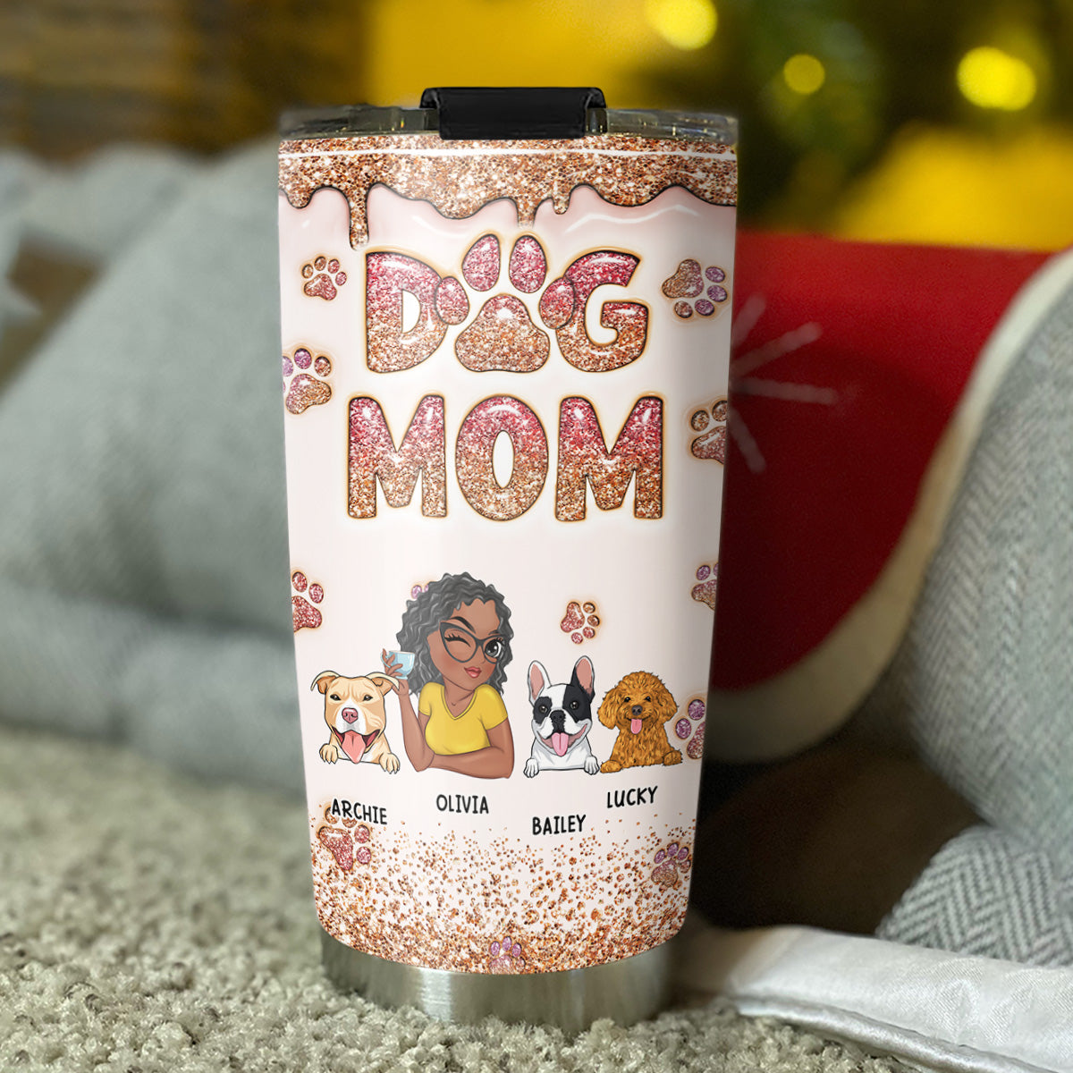 Personalized 3D Inflated Effect Tumbler for Lovely Dog Moms