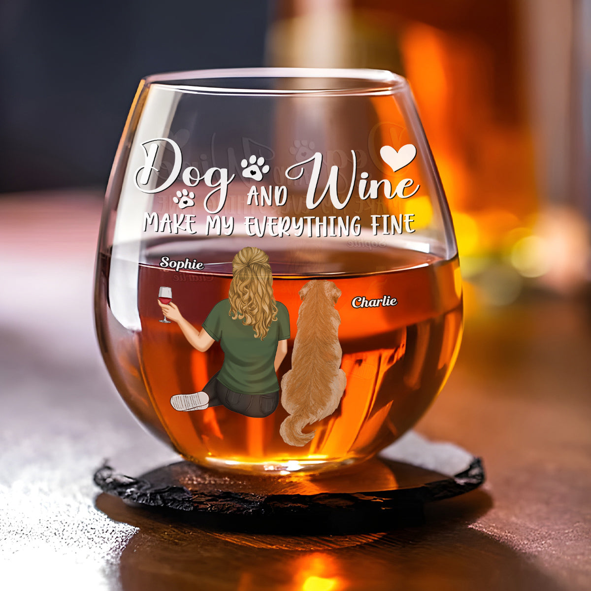 Personalized Custom Wine Glass - Dogs Make My Everything Fine for Special Occasions