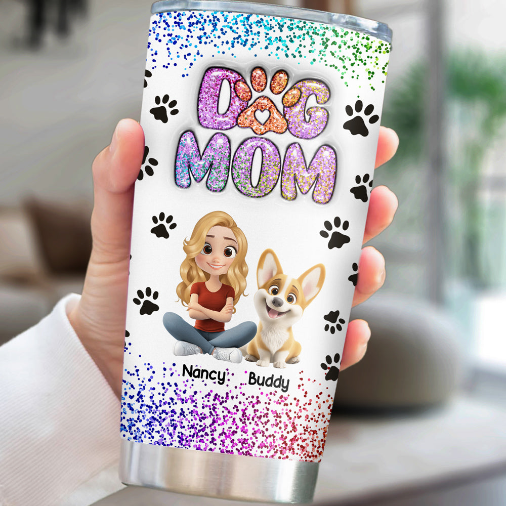 Customizable 3D Inflated Effect Dog Mom Tumbler - Personalized for You