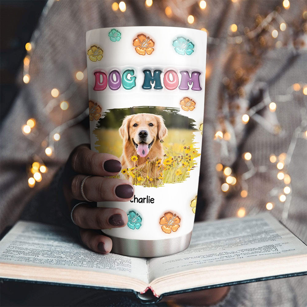 Personalized Custom 3D Inflated Effect Dog Mom Summer Photo Tumbler - Ideal for All Seasons