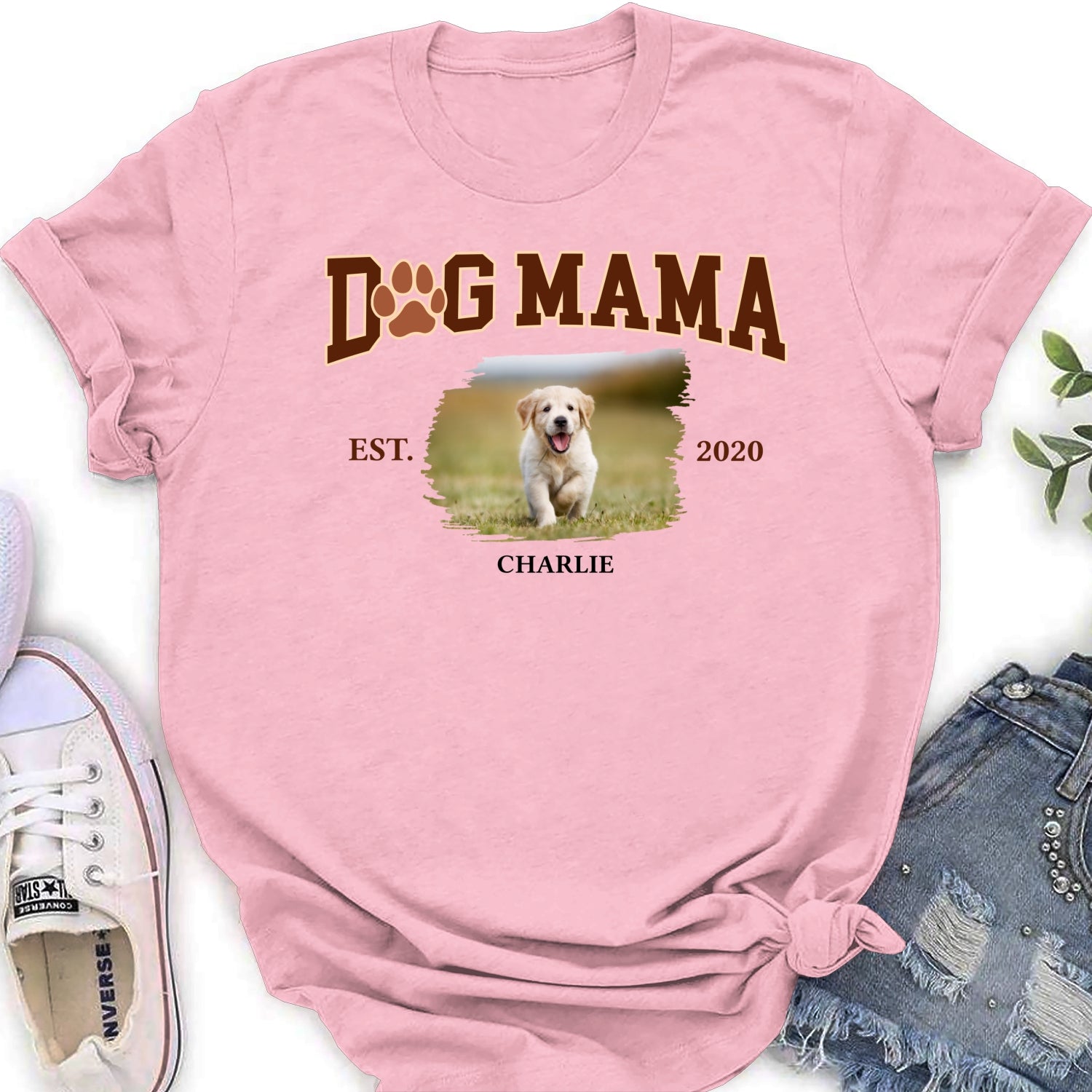Customizable Dog Mama Photo Women's T-Shirt - Ideal Gift for Pet Lovers