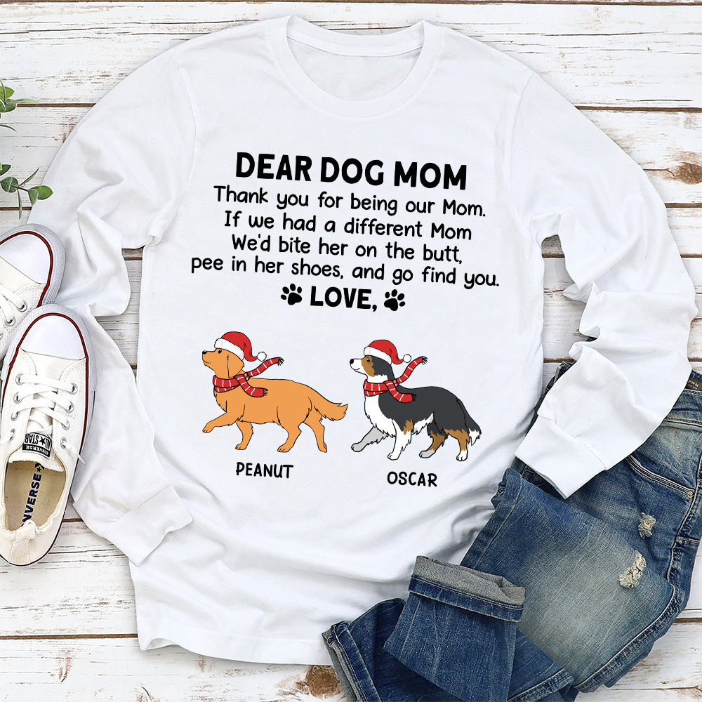 Thank You Mom Christmas - Customizable Personalized Long Sleeve T - Shirt for Pet Lovers