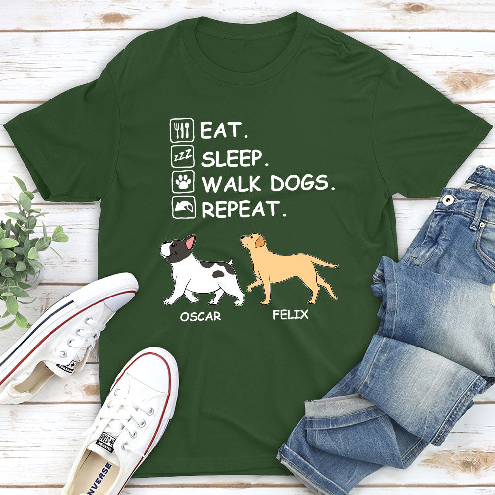 Personalized Unisex 'Eat Sleep Walk Repeat' T-shirt - Ideal Gift for Pet Lovers