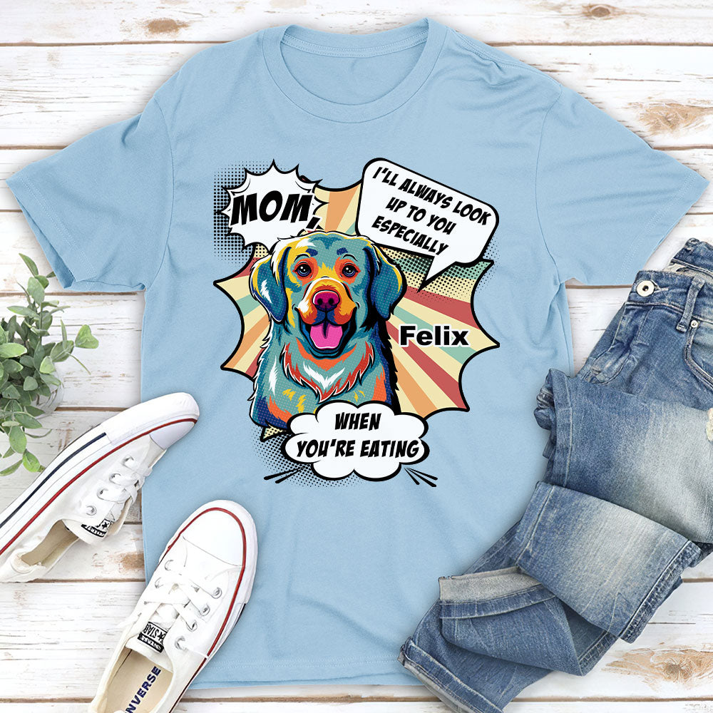 Personalized Pop - Art Dogs Look - Up Unisex T - shirt: Ideal Gift for Pet Lovers